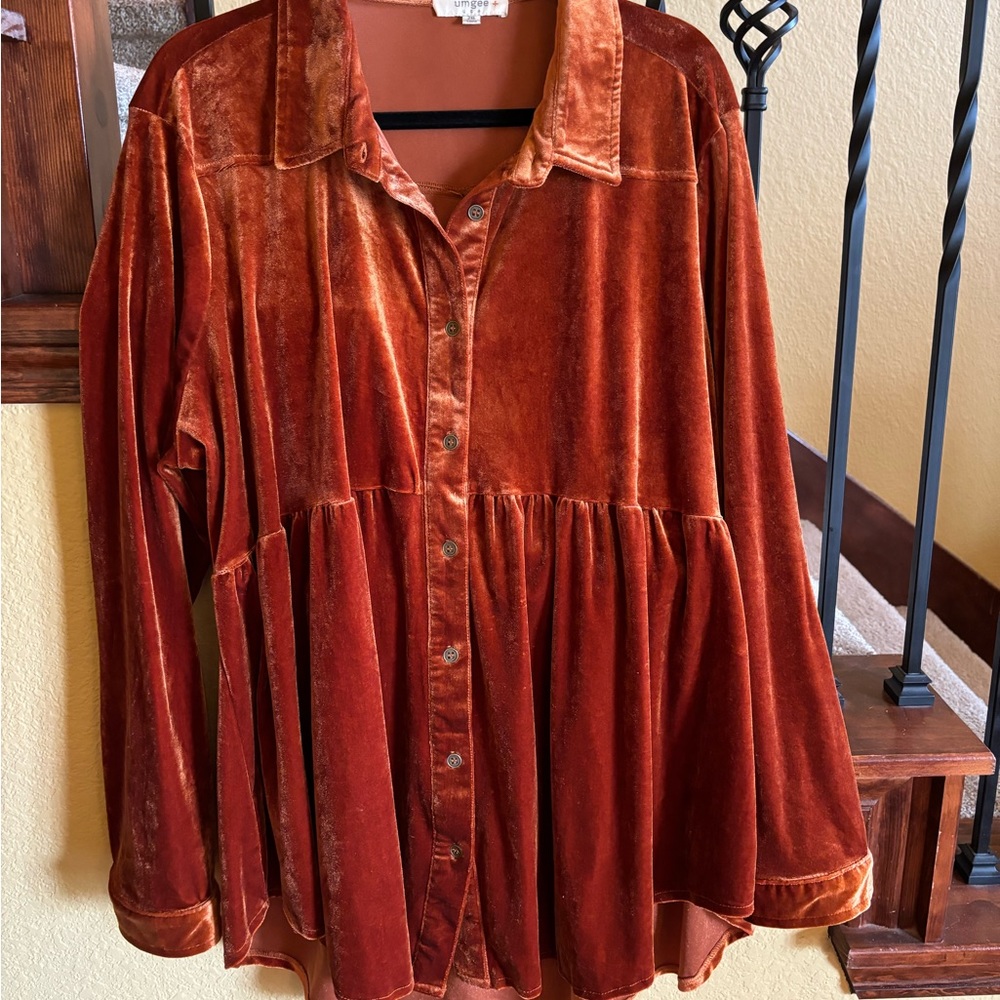 Umgee velvet rust tunic top 2X